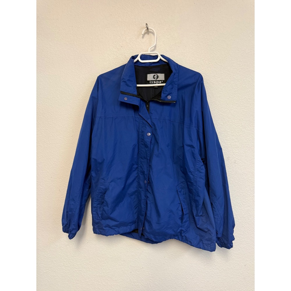 iXspa Women's Large Blue Full Zip Snap Front Windbreaker Jacket Mesh Lined